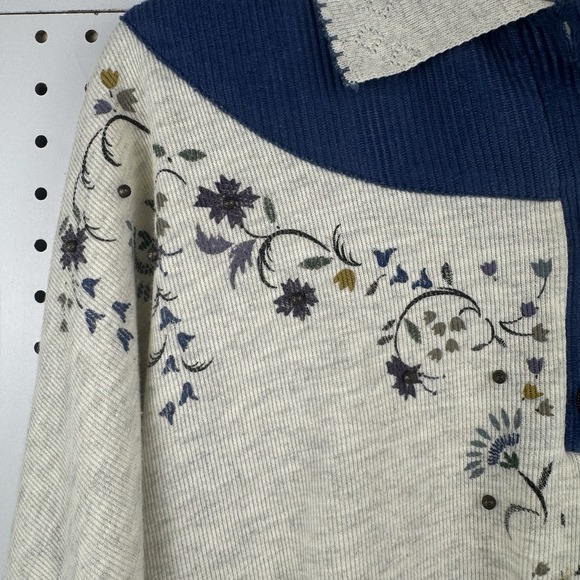 Vtg 90s Teddi floral sweatshirt S cottagecore grannycore soft ribbed yoke - Picture 6 of 15